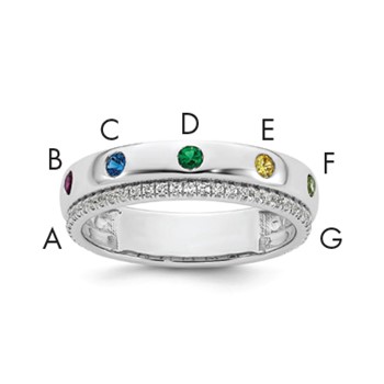 14k WG 7 Birthstone and Diamond Mother's Ring Semi-mount