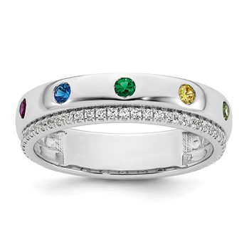 14k WG 7 Birthstone and Diamond Mother's Ring Semi-mount — alternate view