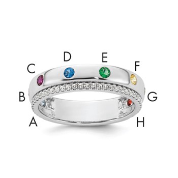14k WG8 Birthstone and Diamond Mother's Ring Semi-mount