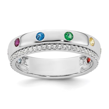 14k WG8 Birthstone and Diamond Mother's Ring Semi-mount — alternate view