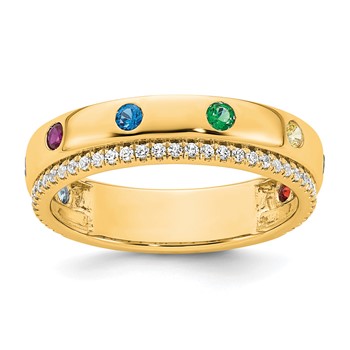 14k 8 Birthstone and Diamond Mother's Ring Semi-mount — alternate view