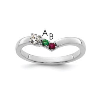 14k WG 2 Birthstone with Diamond with Mother's Ring Mounting