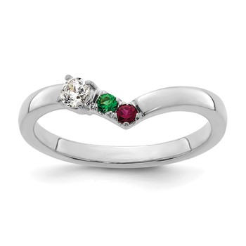 14k WG 2 Birthstone with Diamond with Mother's Ring Mounting — alternate view