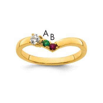 14k 2 Birthstone with Diamond  Mother's Ring Mounting