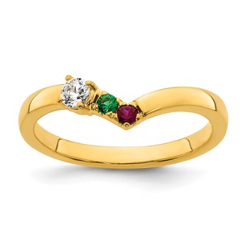 14k 2 Birthstone with Diamond  Mother's Ring Mounting — alternate view