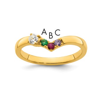 14k 3 Birthstone with Diamond  Mother's Ring Mounting