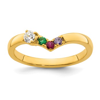 14k 3 Birthstone with Diamond  Mother's Ring Mounting — alternate view