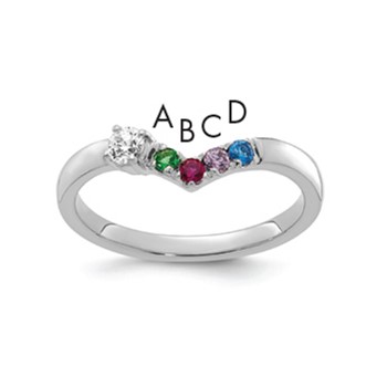 14k WG 4 Birthstone with Diamond with Mother's Ring Mounting