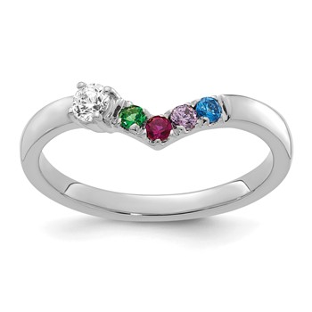 14k WG 4 Birthstone with Diamond with Mother's Ring Mounting — alternate view