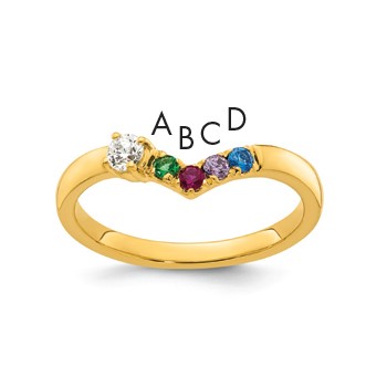 14k 4 Birthstone with Diamond  Mother's Ring Mounting