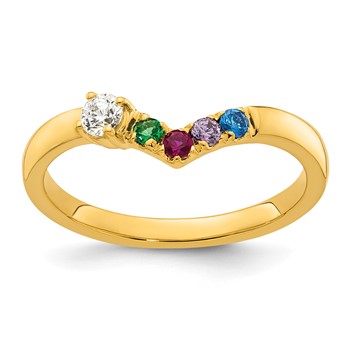 14k 4 Birthstone with Diamond  Mother's Ring Mounting — alternate view
