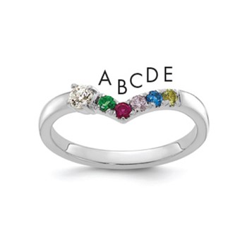 14k WG 5 Birthstone with Diamond with Mother's Ring Mounting