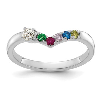 14k WG 5 Birthstone with Diamond with Mother's Ring Mounting — alternate view