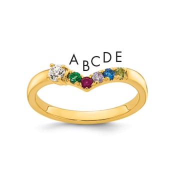 14k 5 Birthstone with Diamond  Mother's Ring Mounting