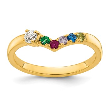 14k 5 Birthstone with Diamond  Mother's Ring Mounting — alternate view
