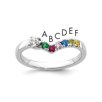 14k WG 6 Birthstone with Diamond with Mother's Ring Mounting