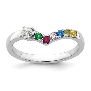 14k WG 6 Birthstone with Diamond with Mother's Ring Mounting — alternate view
