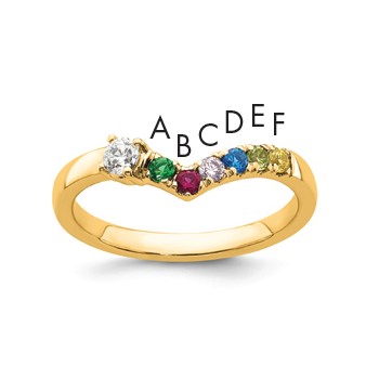 14k 6 Birthstone with Diamond  Mother's Ring Mounting