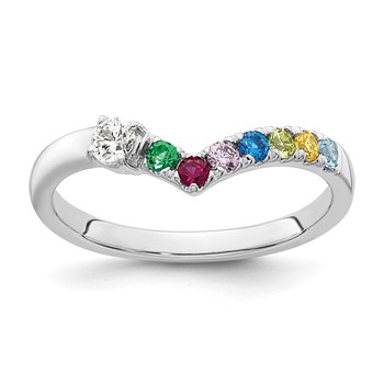 14k WG 7 Birthstone with Diamond with Mother's Ring Mounting — alternate view