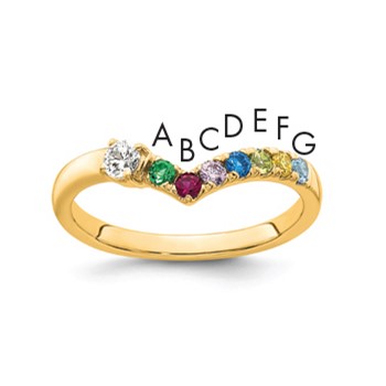 14k 7 Birthstone with Diamond  Mother's Ring Mounting