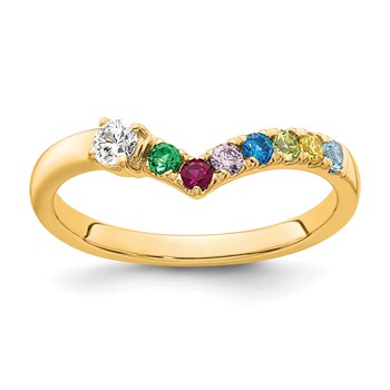 14k 7 Birthstone with Diamond  Mother's Ring Mounting — alternate view