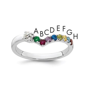 14k WG 8 Birthstone with Diamond with Mother's Ring Mounting