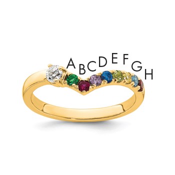 14k 8 Birthstone with Diamond  Mother's Ring Mounting
