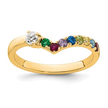 14k 8 Birthstone with Diamond  Mother's Ring Mounting — alternate view