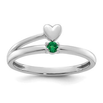 14k White Gold Heart with 1 Birthstone Mother's  Ring Mounting — alternate view