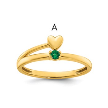 14k Heart with 1 Birthstone Mother's Ring Mounting