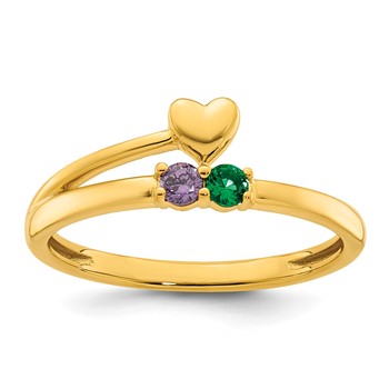 14k Heart with 2 Birthstone Mother's Ring Mounting — alternate view