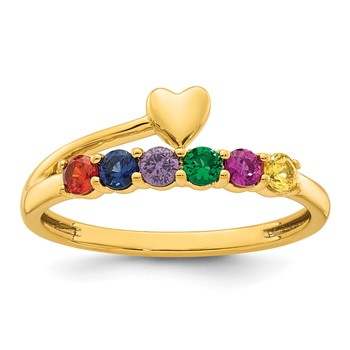 14k Heart with 6 Birthstone Mother's Ring Mounting — alternate view