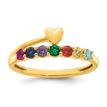 14k Heart with 7 Birthstone Mother's Ring Mounting — alternate view