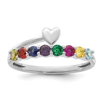 14k White Gold Heart with 8 Birthstone Mother's  Ring Mounting — alternate view