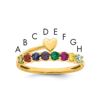 14k Heart with 8 Birthstone Mother's Ring Mounting