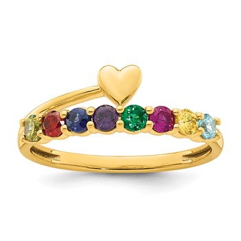 14k Heart with 8 Birthstone Mother's Ring Mounting — alternate view