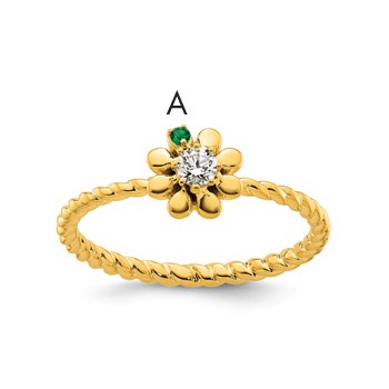 14k 1 Birthstone Flower with Diamond Mother's Ring Mounting