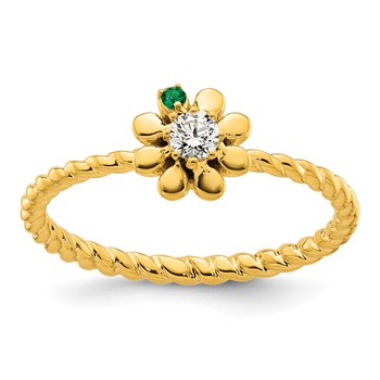14k 1 Birthstone Flower with Diamond Mother's Ring Mounting — alternate view