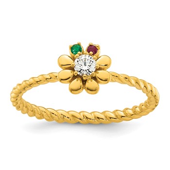 14k 2 Birthstone Flower with Diamond Mother's Ring Mounting — alternate view