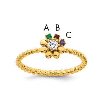 14k 3 Birthstone Flower with Diamond Mother's Ring Mounting