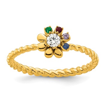 14k 4 Birthstone Flower with Diamond Mother's Ring Mounting — alternate view