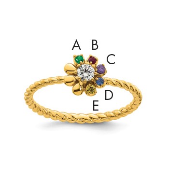 14k 5 Birthstone Flower with Diamond Mother's Ring Mounting