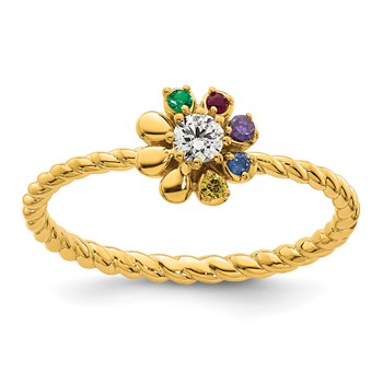 14k 5 Birthstone Flower with Diamond Mother's Ring Mounting — alternate view