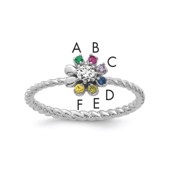 14k WG 6 Birthstone Flower w/ Diamond Mother's Ring Mounting