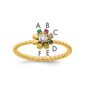 14k 6 Birthstone Flower with Diamond Mother's Ring Mounting