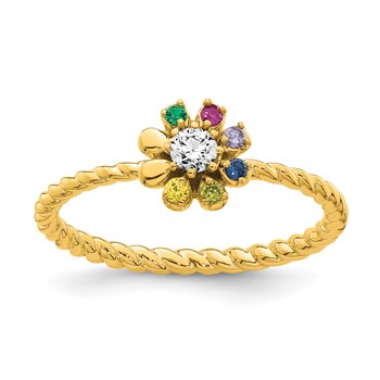 14k 6 Birthstone Flower with Diamond Mother's Ring Mounting — alternate view