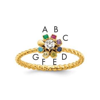 14k 7 Birthstone Flower with Diamond Mother's Ring Mounting