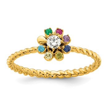 14k 7 Birthstone Flower with Diamond Mother's Ring Mounting — alternate view