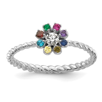 14k WG 8 Birthstone Flower w/ Diamond Mother's Ring Mounting — alternate view