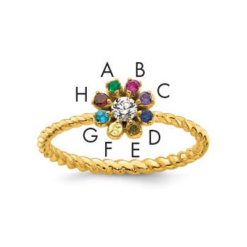 14k 8 Birthstone Flower with Diamond Mother's Ring Mounting